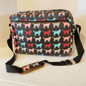Miss Lulu Matte Finish Oilcloth Satchel Messenger Bag Dogs
